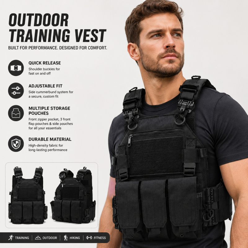 Outdoor Hunting Vest - 전술 조끼 폴리에스터 캐리어, 트리플 탄창